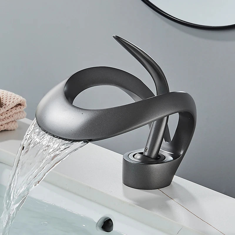 Waterfall Basin Faucet Single Handle For Bathroom Sink