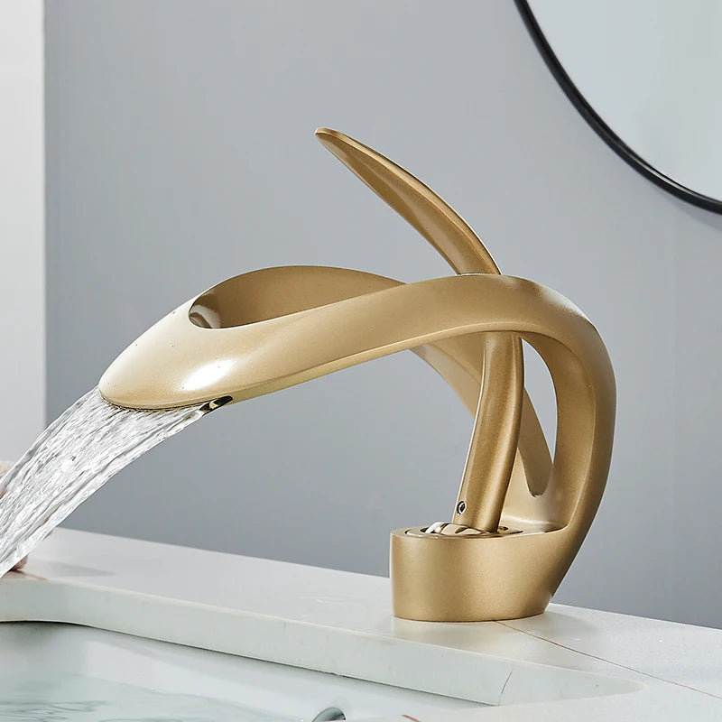 Waterfall Basin Faucet Single Handle For Bathroom Sink