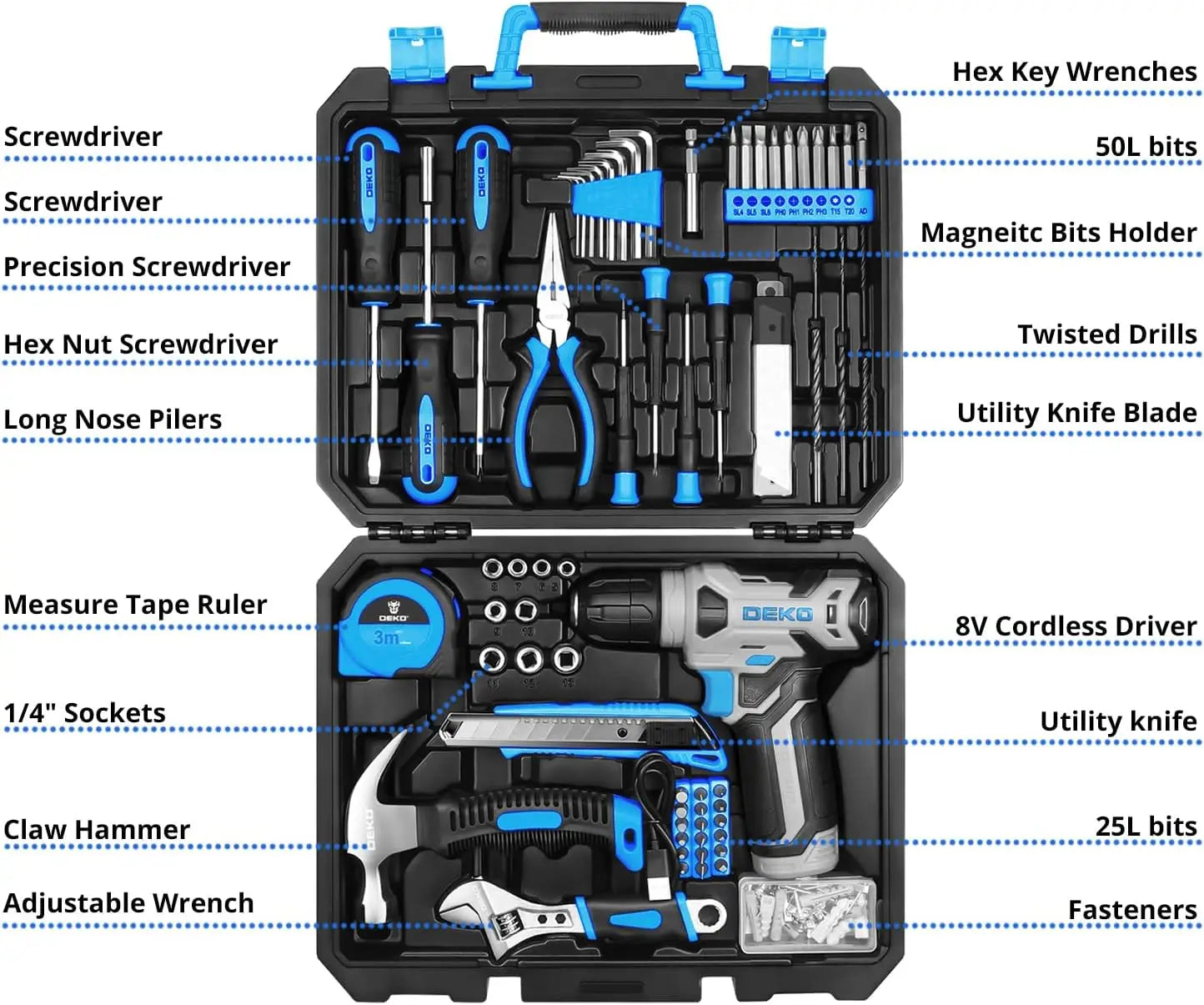 Tool Kit with Drill, Hand Tools