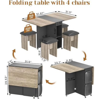 Folding Kitchen Table Set for 4 Easily movable