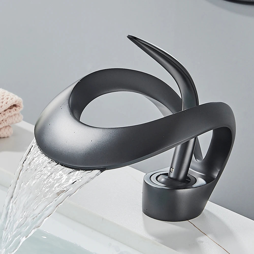 Waterfall Basin Faucet Single Handle For Bathroom Sink