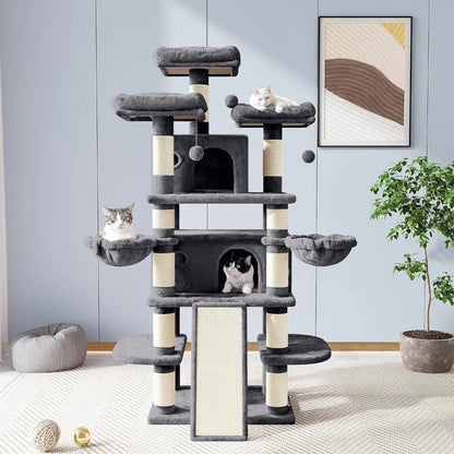 68 Inch Cat Treehouse with toys perch