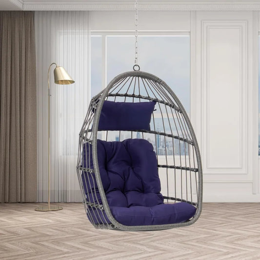 Indoor Outdoor 360 Swivel Hanging Egg Chair Patio Basket Chair