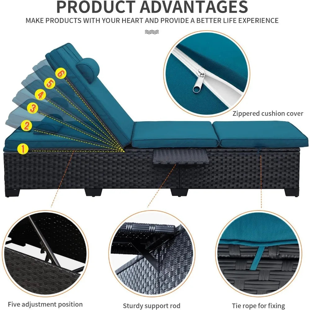 Outdoor Chaise Lounge for Patio Wicker Recliner