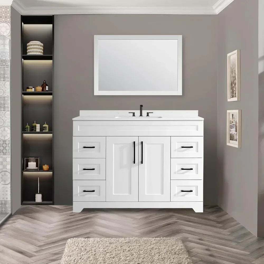 48" Luxurious Bathroom Vanity with White Stone Countertop