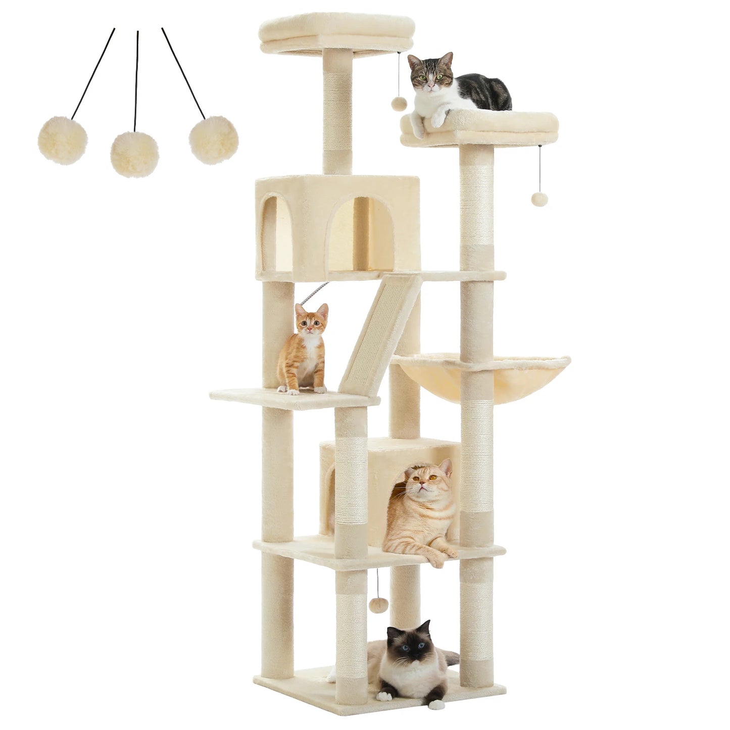 Tall Cat Tower for Indoor Cats with Scratching Posts