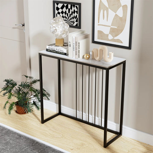 Rectangle Entry Table for Entryway with Black Metal Frame,