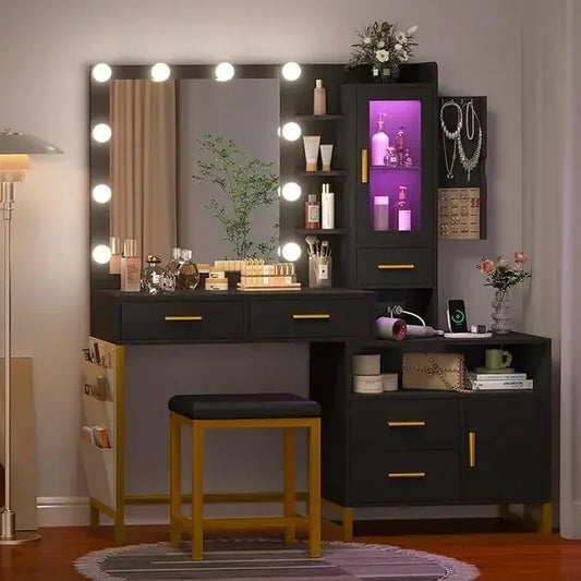 Make-up Table Vanity Desk with Mirror, Lights