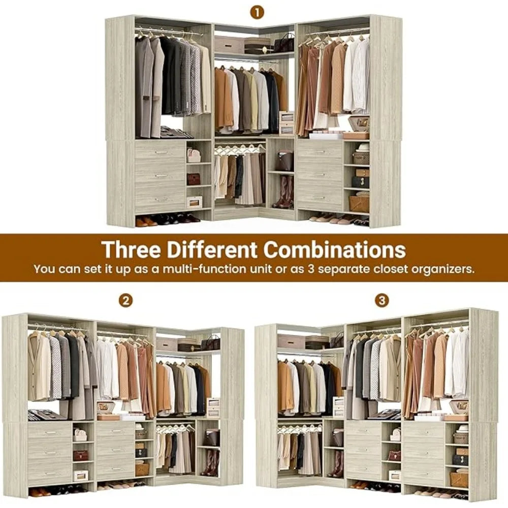 92.6" L-Shaped Walk-In Wardrobe Organizer