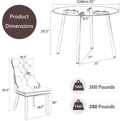 42 inch round glass Dining Table 5-Piece