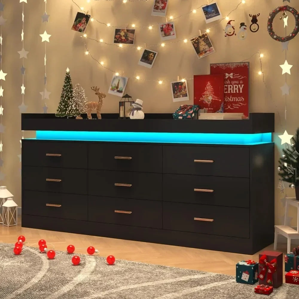 Modern Dresser with LED Light, Bedroom Living Room Chest