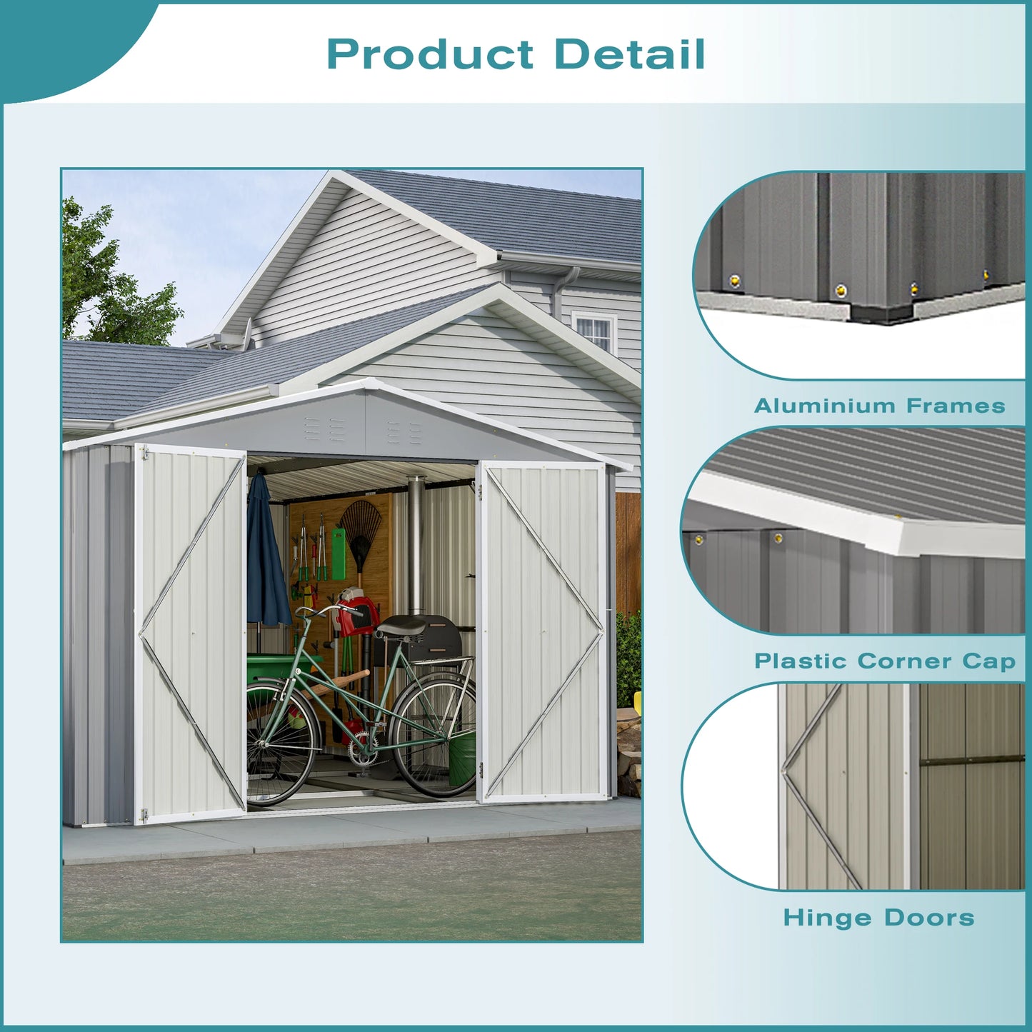 10 X 12 FT Large Metal Shed for Backyard Garden Patio Lawn