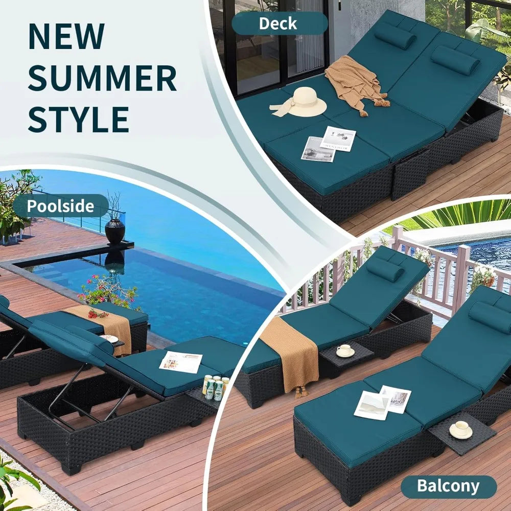 Outdoor Chaise Lounge for Patio Wicker Recliner