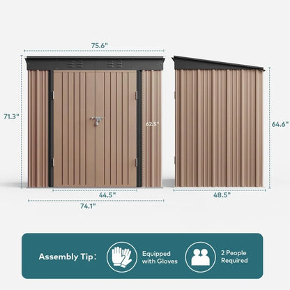 6' x 4' Outdoor Storage Shed with Double Lockable Doors