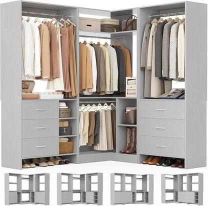 92.6" L-Shaped Walk-In Wardrobe Organizer