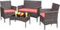 Outdoor Sofa Set of 4 with Soft Cushion and Glass Table