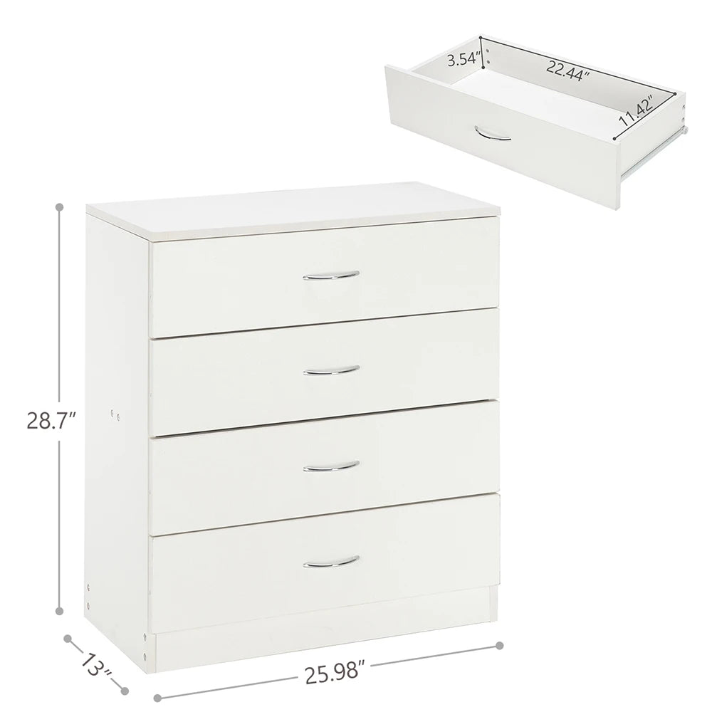 Modern Simple 4-Drawer Dresser White