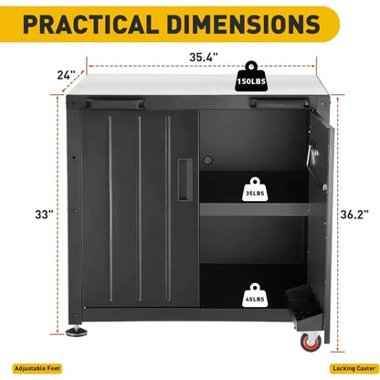 Outdoor Bar, Grill Cart with Storage Station