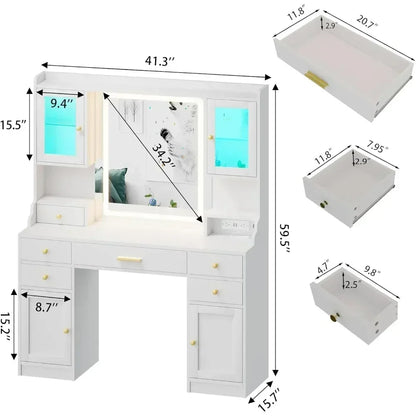 Make-up Table Vanity Desk with Mirror, Lights