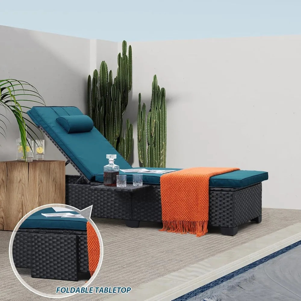 Outdoor Chaise Lounge for Patio Wicker Recliner