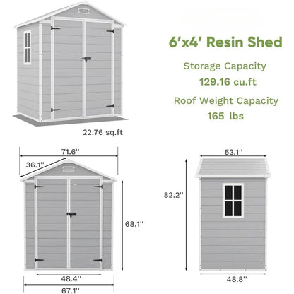 6x4 Foot Plastic Outdoor Resin Storage Shed