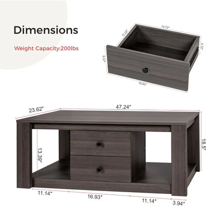 Wooden Coffee Table with Storage