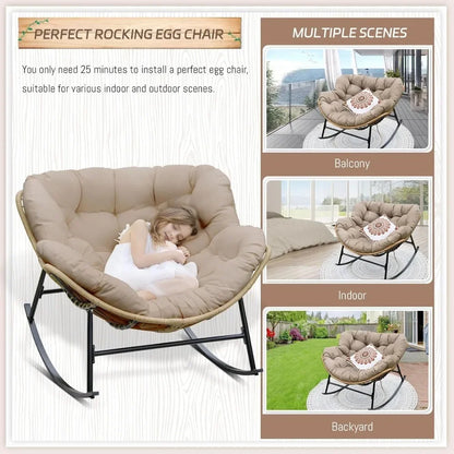 Outdoor Rocking Chair with Padded Cushion