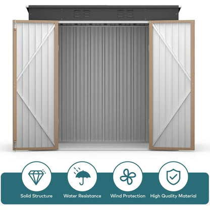 6' x 4' Outdoor Storage Shed with Double Lockable Doors