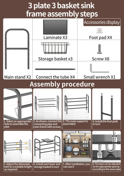 Expandable Cabinet Rack Kitchen Under Sink