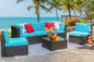 6 Piece Patio Furniture Sets, Wicker Rattan Outdoor Cushions