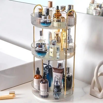 Rotating Makeup Organizer for 3 Tier Perfume Cosmetics Tray