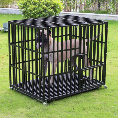 Dog Crate with Lockable Wheels and Tray