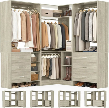 92.6" L-Shaped Walk-In Wardrobe Organizer