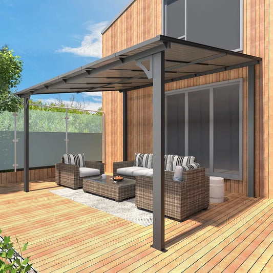 10' x 12' Outdoor Pergola Gazebo, Metal Awnings Gazebos