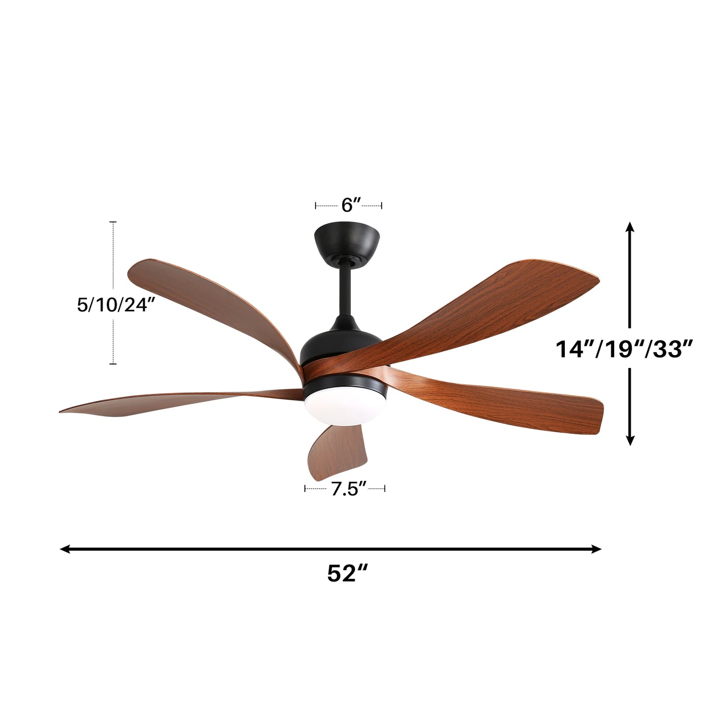 52-Inch 5 Blade Ceiling Fan With remote