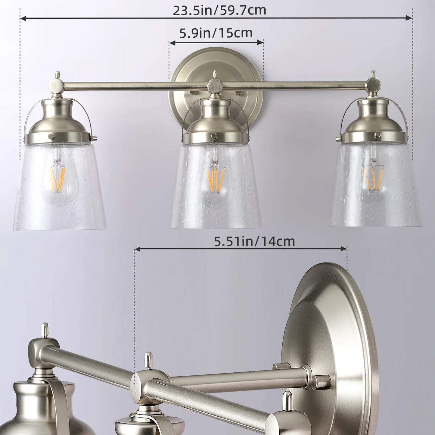 3-Light Bathroom Lighting Fixture, Gold/ Brushed Nickel