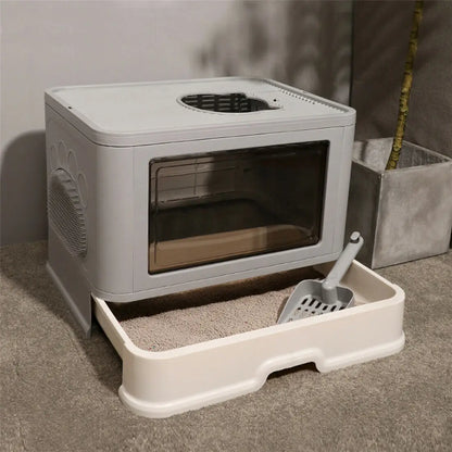 Foldable Cat Litter Box Front Entry & Top Exit