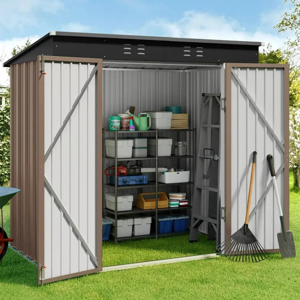 6' x 4' Outdoor Storage Shed with Double Lockable Doors