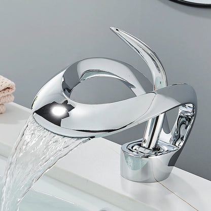 Waterfall Basin Faucet Single Handle For Bathroom Sink