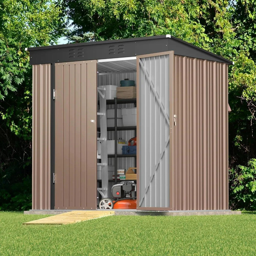 6' x 4' Outdoor Storage Shed with Double Lockable Doors