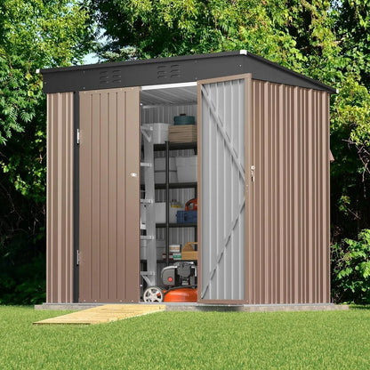 6' x 4' Outdoor Storage Shed with Double Lockable Doors