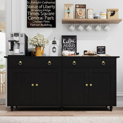 Buffet Cabinet with Wood Top and Storage