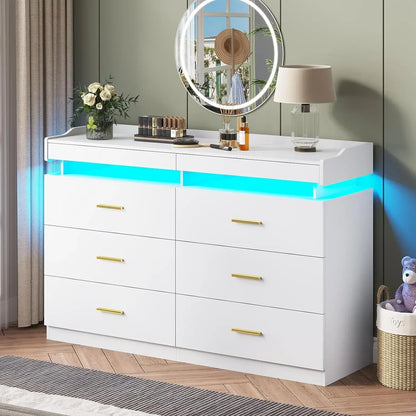 Modern Dresser with LED Light, Bedroom Living Room Chest