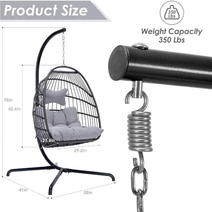 Outdoor Patio Wicker with Stand, Swing Hammock Egg Chair