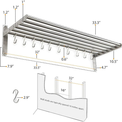 Kitchen Organization and Storage Rack, with 10 S Hooks