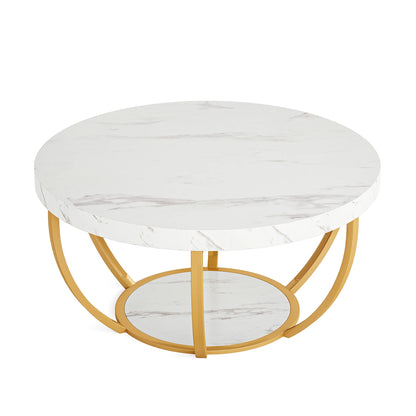 31.7" Round Coffee Table with Shelf