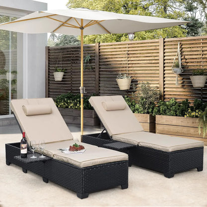 Outdoor Chaise Lounge for Patio Wicker Recliner