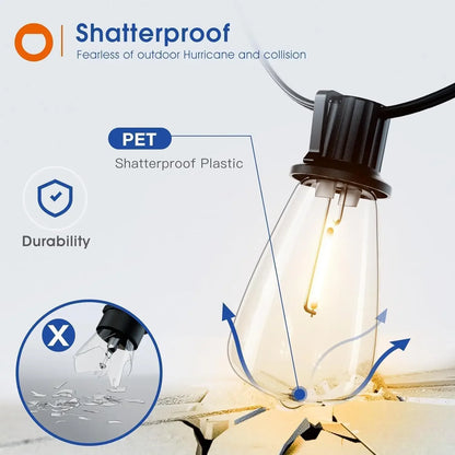 150FT LED Outdoor String Lights Waterproof Shatterproof