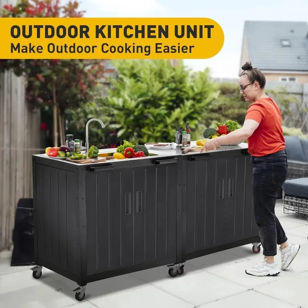 Outdoor Bar, Grill Cart with Storage Station