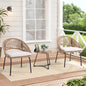 Outdoor Courtyard Furniture Set, Woven Rope with Coffee Table, 3 Pcs